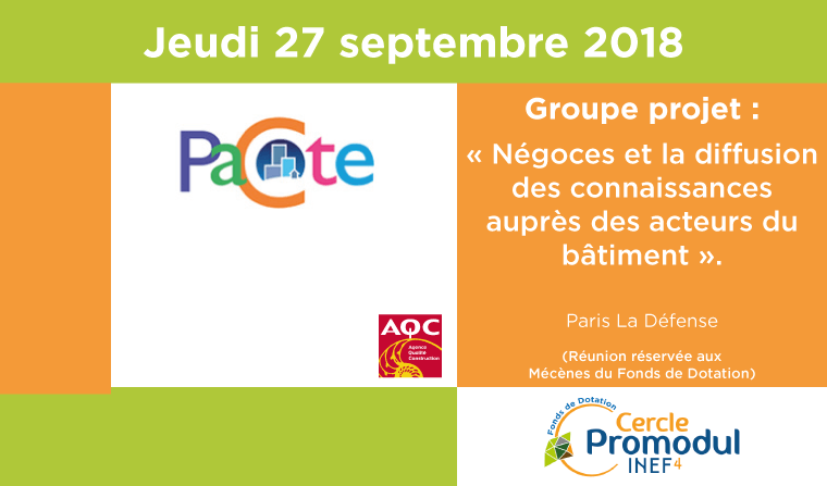 Lancement du GP « Négoces et la diffusion des connaissances auprès des acteurs du bâtiment »