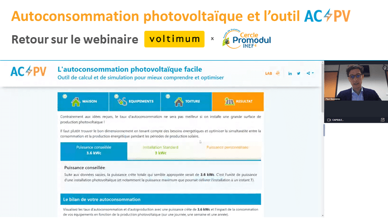 [ Replay Webinaire ] Autoconsommation photovoltaïque et démonstration de l’outil AC/PV